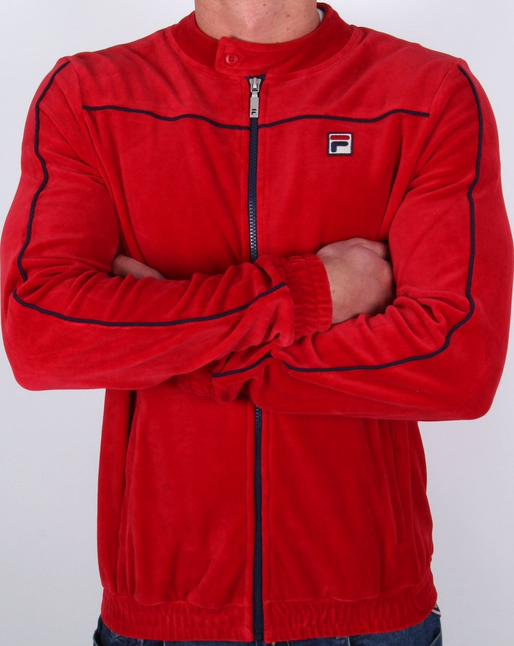 Fila Vintage Biker Velour Track Top Deep Red