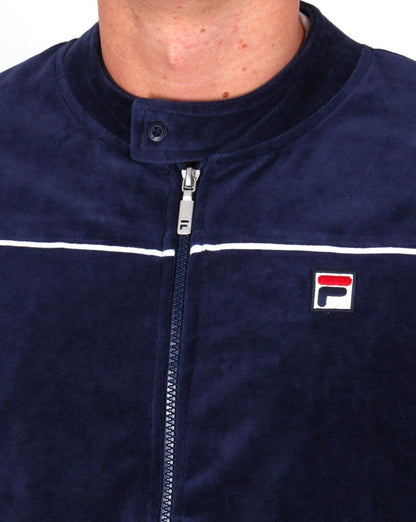 Fila Vintage Biker Velour Track Top Navy