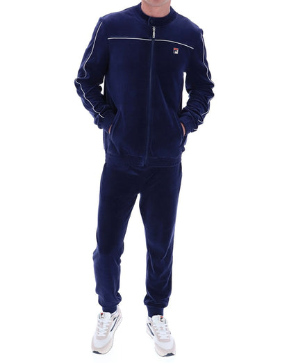Fila Vintage Biker Velour Track Top Navy