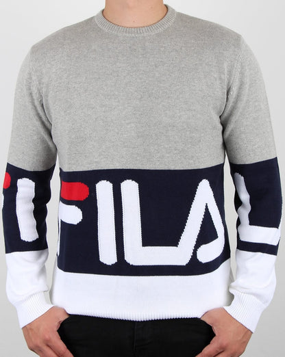 Fila Vintage Blake Crew Neck Jumper Grey Marl