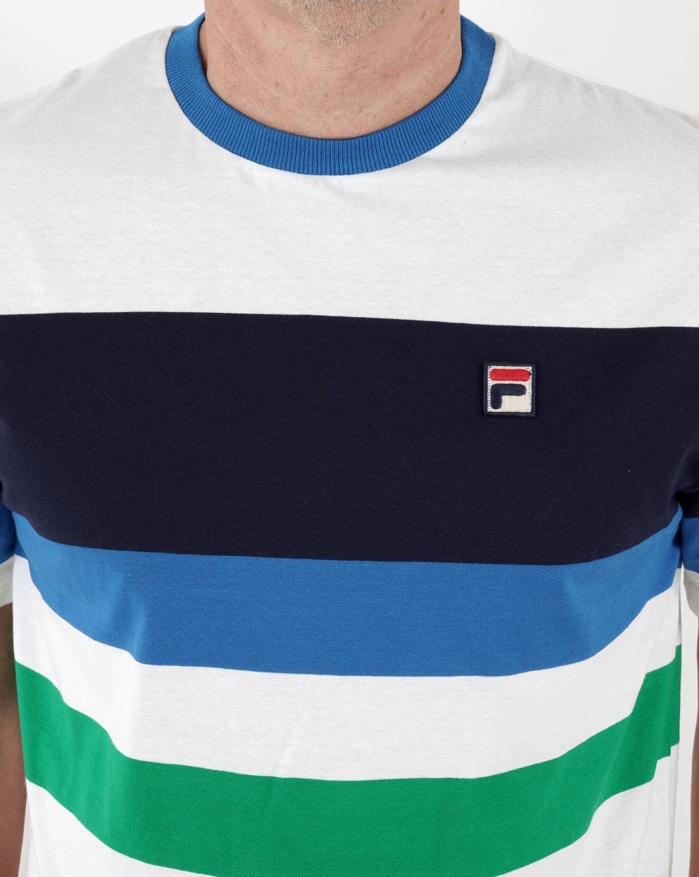 Fila Vintage Block Multi Stripe T Shirt White