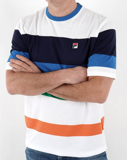 Fila Vintage Block Multi Stripe T Shirt White