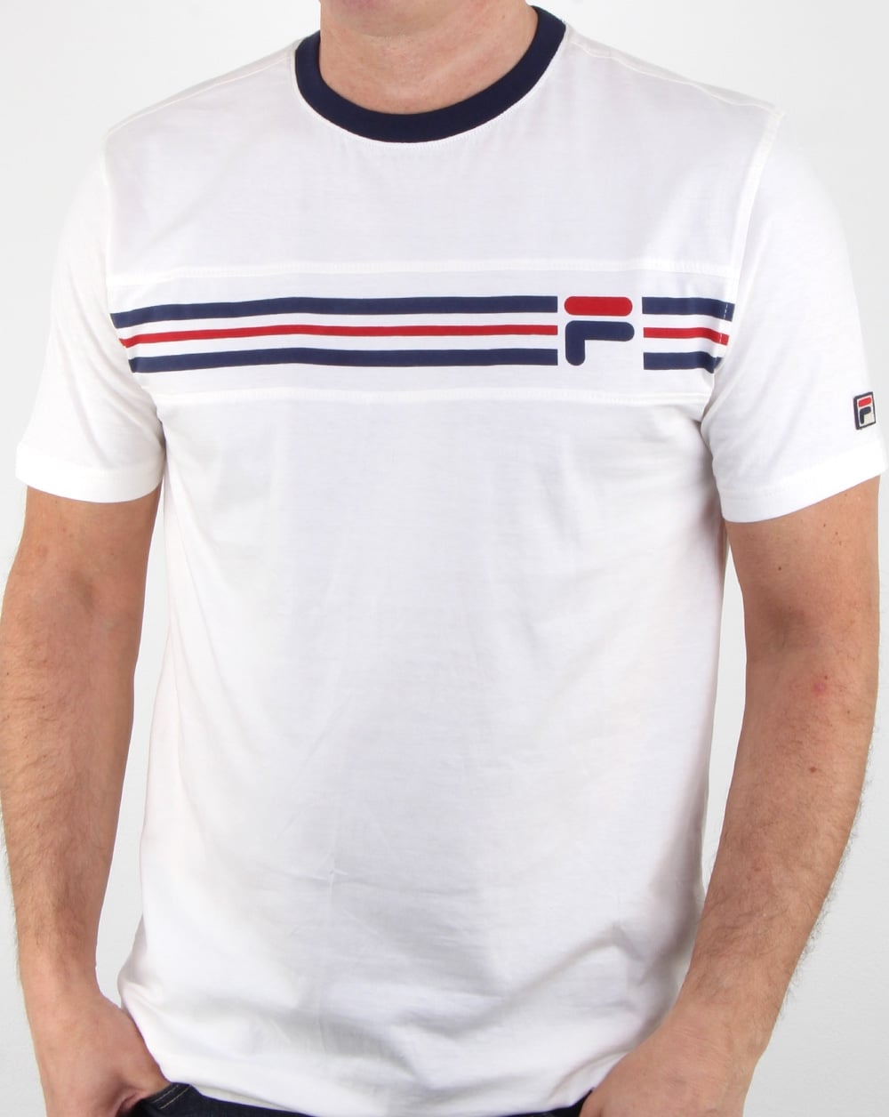 Fila Vintage Chest Stripe T Shirt off white