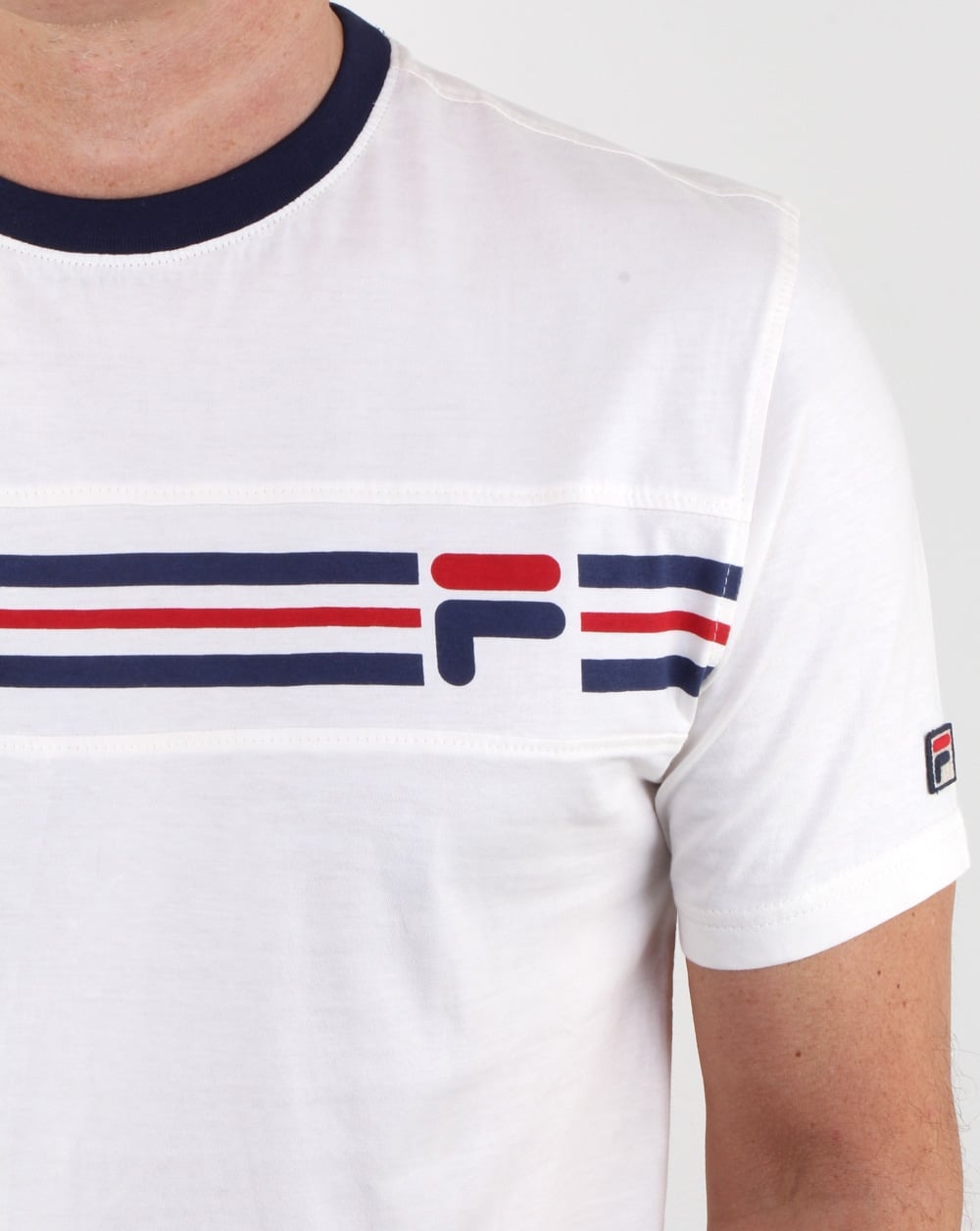 Fila Vintage Chest Stripe T Shirt off white