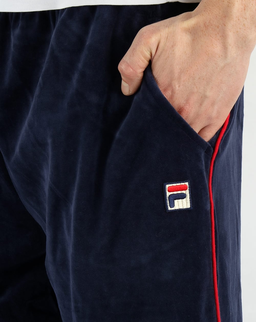 Fila Vintage Chevron Velour Track Pants Navy