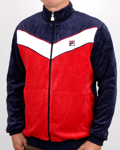 Fila Vintage Chevron Velour Track Top Navy/red/white