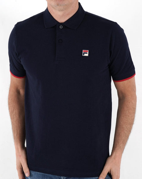 Fila Vintage Classic Polo Shirt Navy/Red