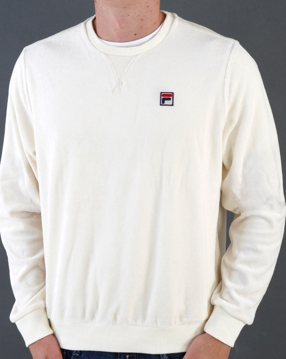Fila Vintage Classy Velour Sweat in Off White