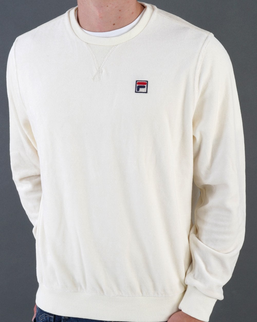 Fila Vintage Classy Velour Sweat in Off White