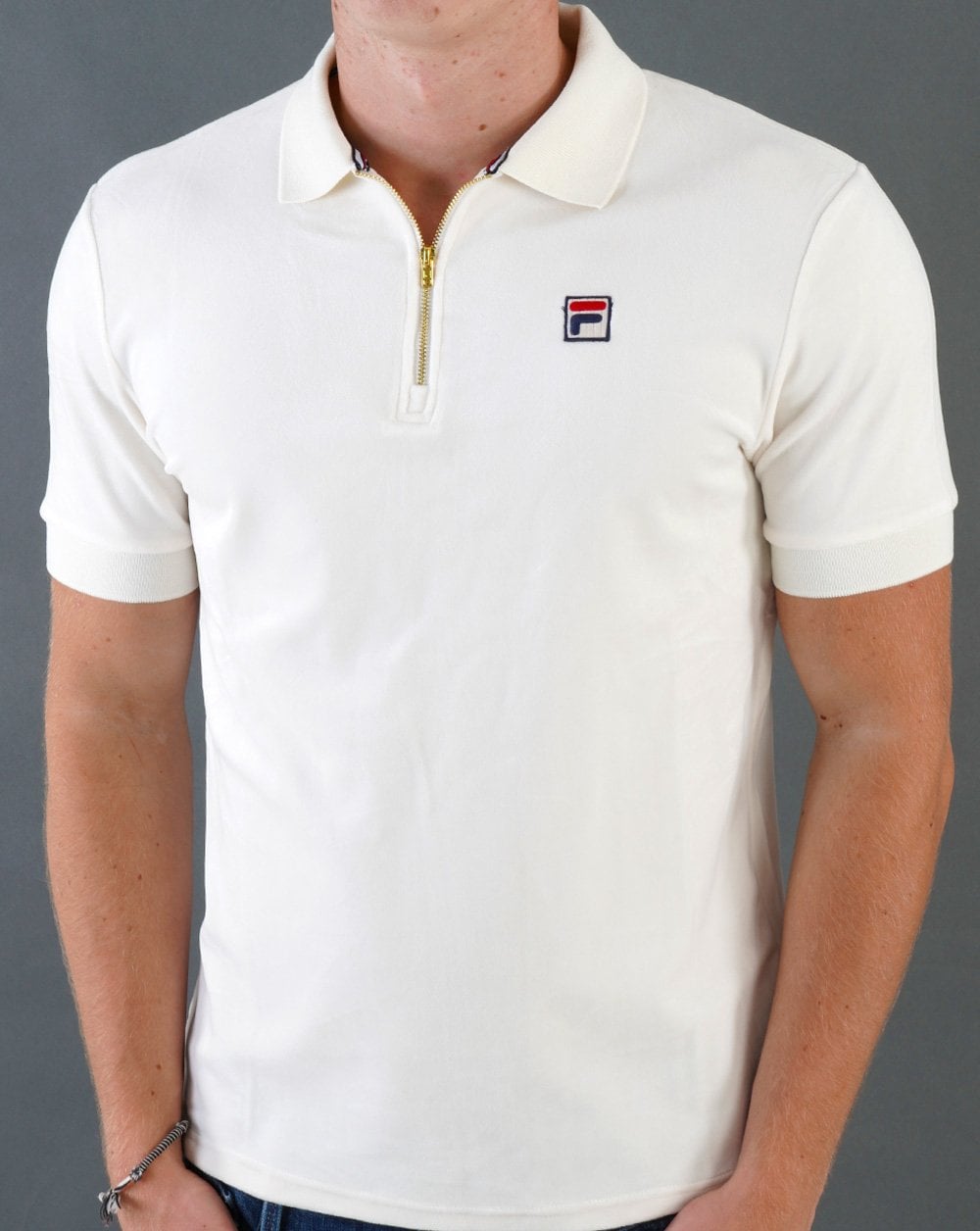 Fila Vintage Devon Velour Polo Off White