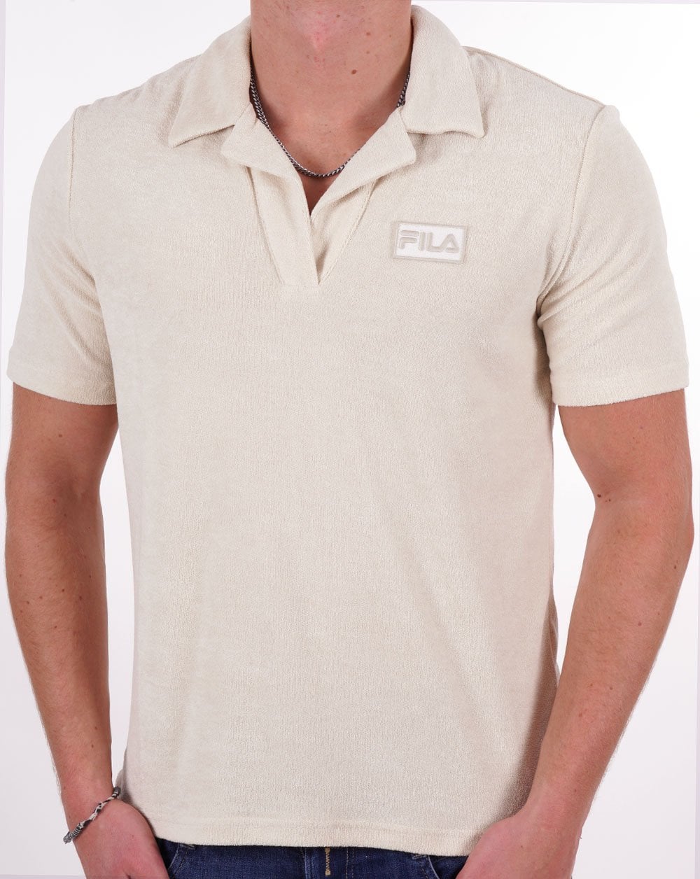 Fila Vintage Dill Towelling Polo Shirt Oatmeal