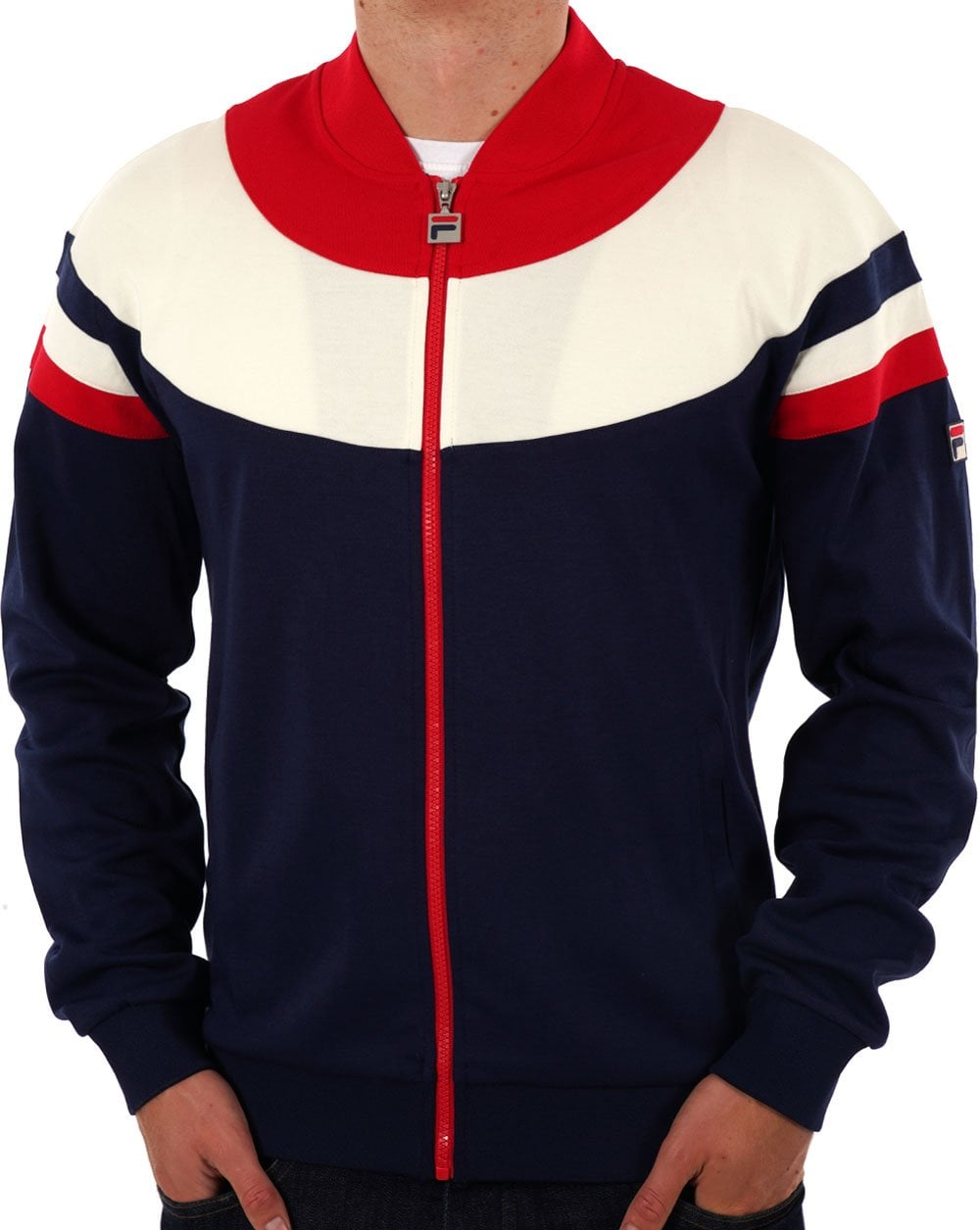 Fila Vintage Donny Track Top Navy Red Ecru