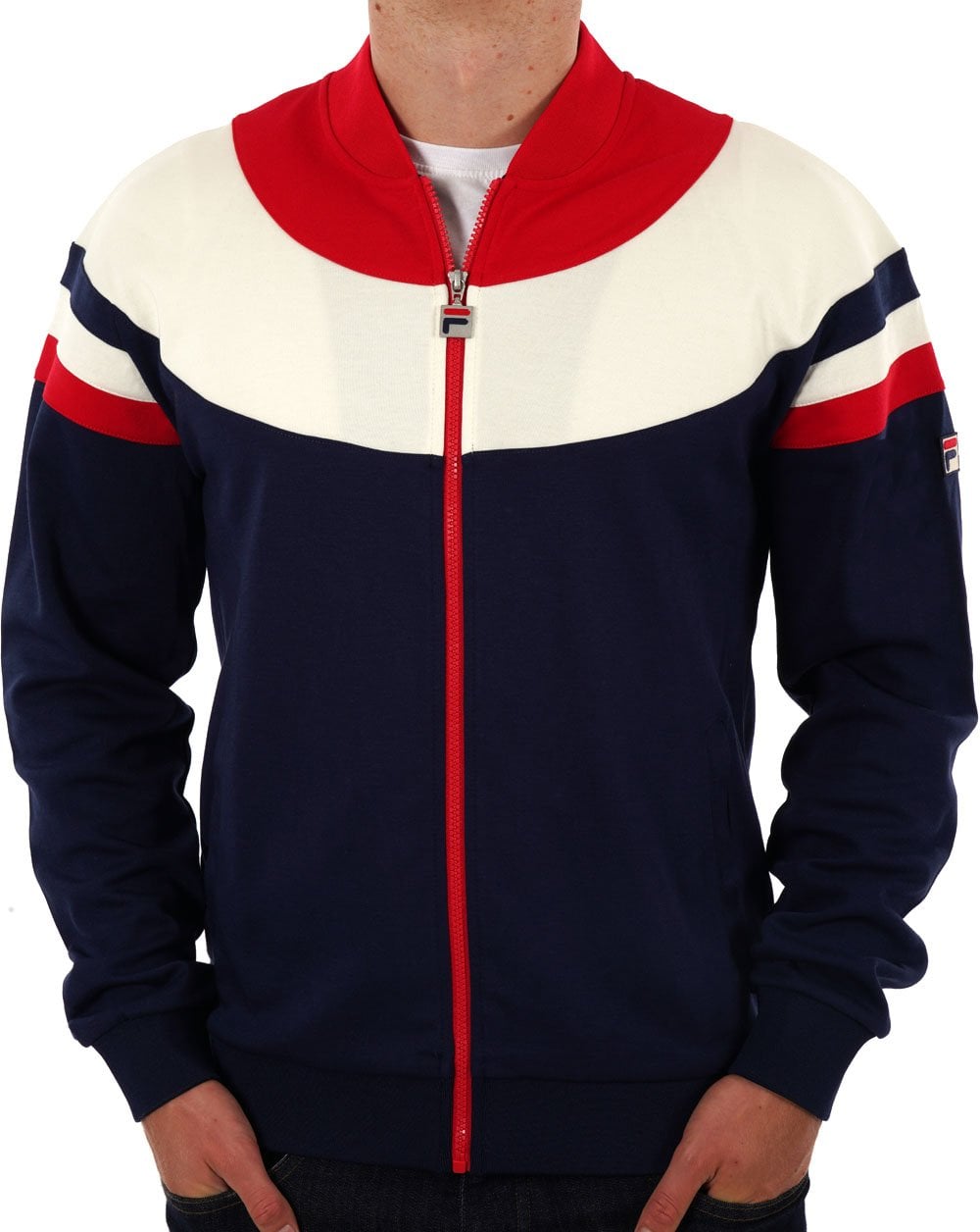 Fila Vintage Donny Track Top Navy Red Ecru