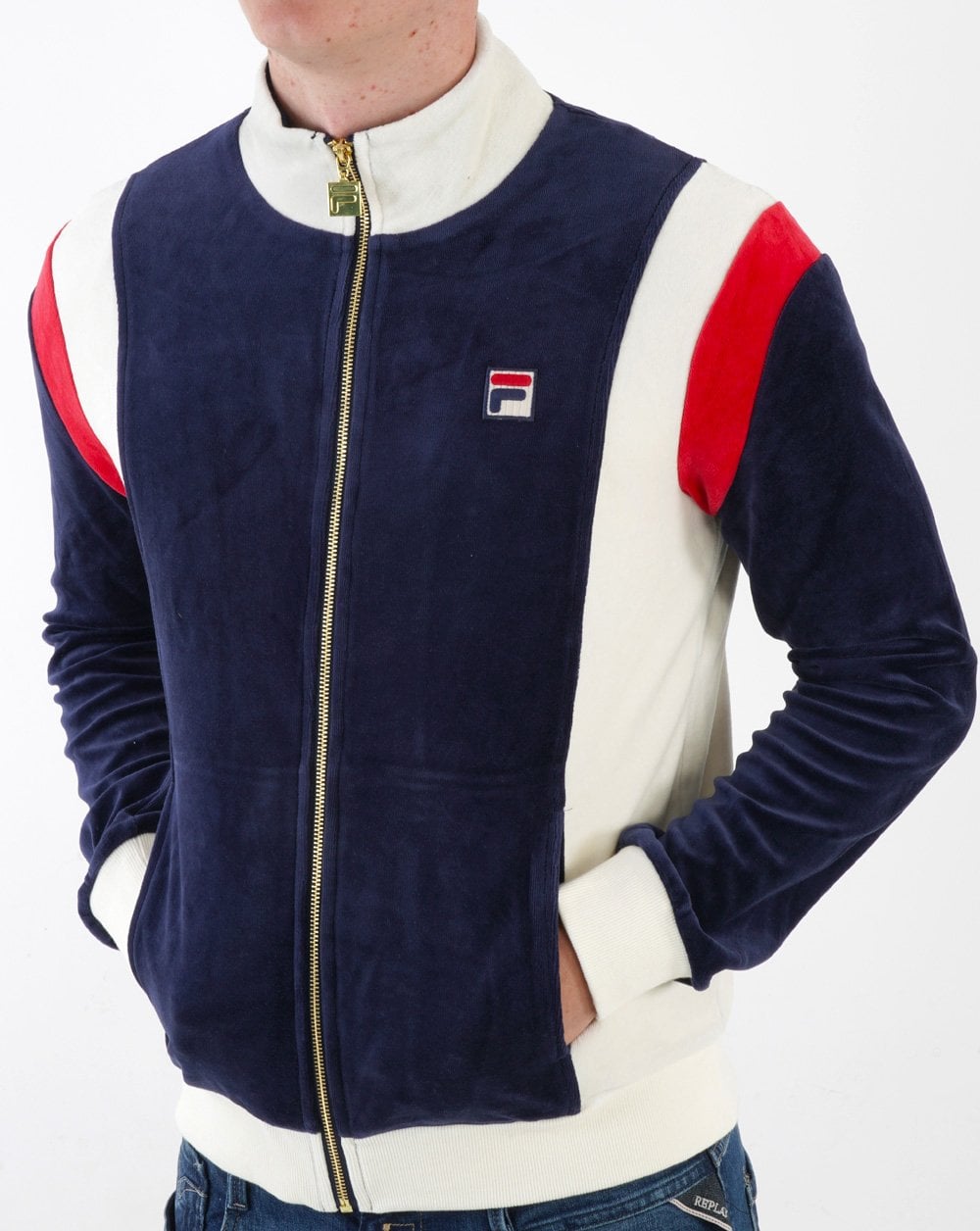 Fila Vintage Floyd Velour Track Top Navy/Off White/Red