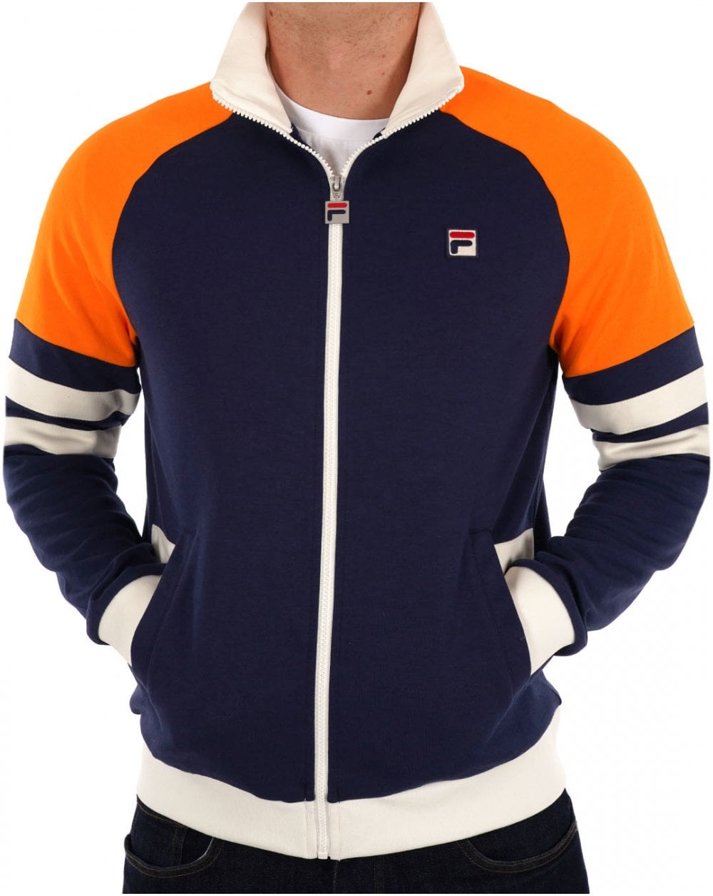 Fila Vintage Founder Track Top Navy Orange