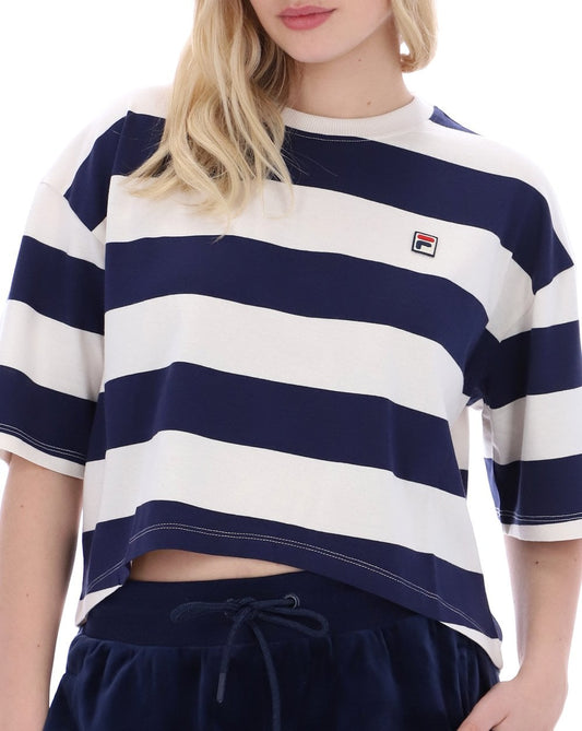 Fila Women Fila Vintage Genoa Boxy Crop Tee Navy/Gardenia