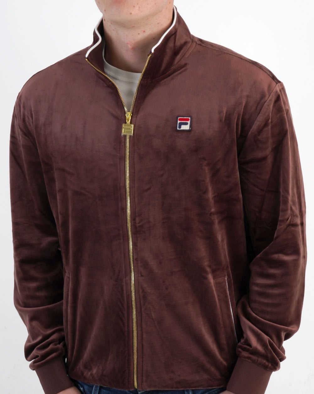 Fila Vintage Irving Velour Track Top Brown