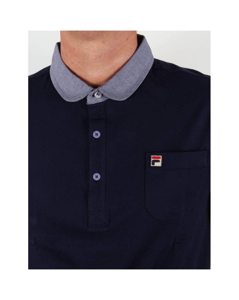 Fila Vintage Kissovos Penny Collar Polo Shirt Navy