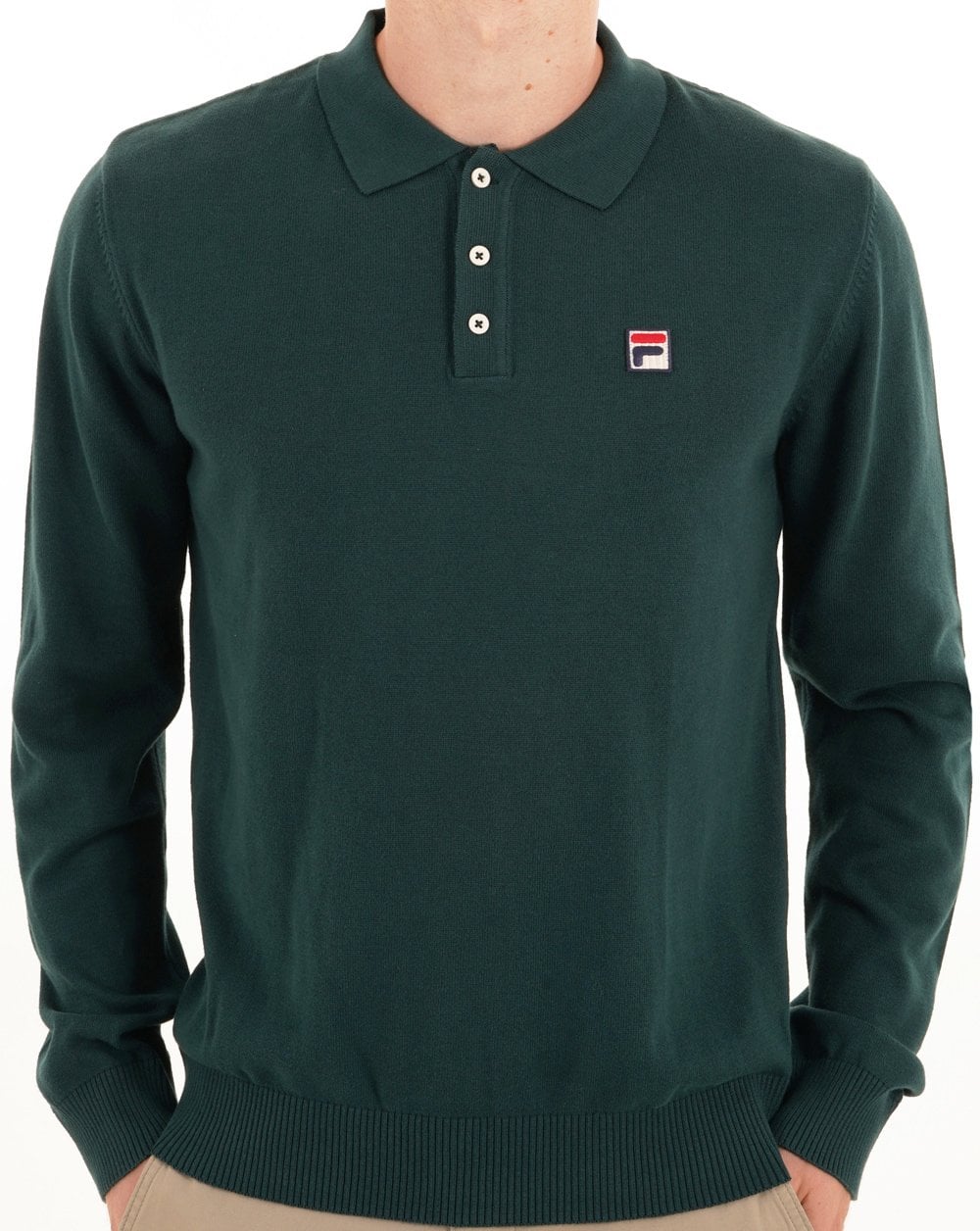 Fila Vintage Knitted ls Polo Green