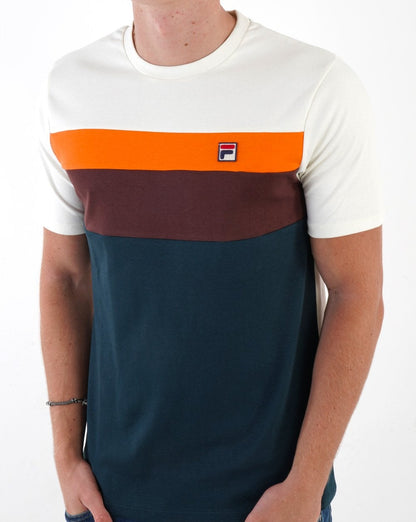 Fila Vintage Leary T Shirt Dark Teal/Brown/Off White