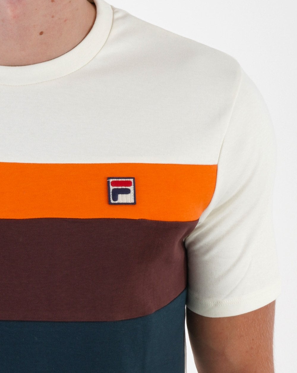 Fila Vintage Leary T Shirt Dark Teal/Brown/Off White