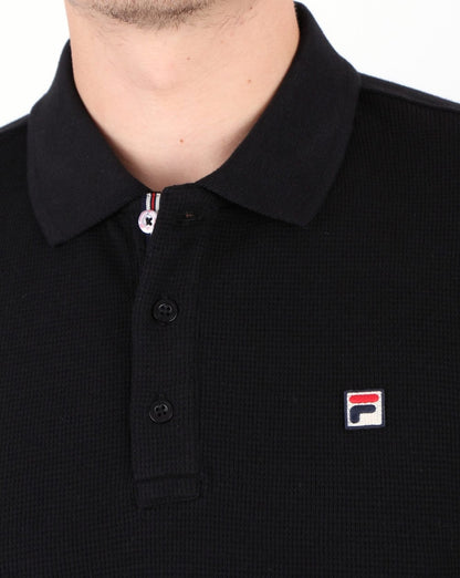 Fila Vintage Long Sleeve Polo Shirt Black