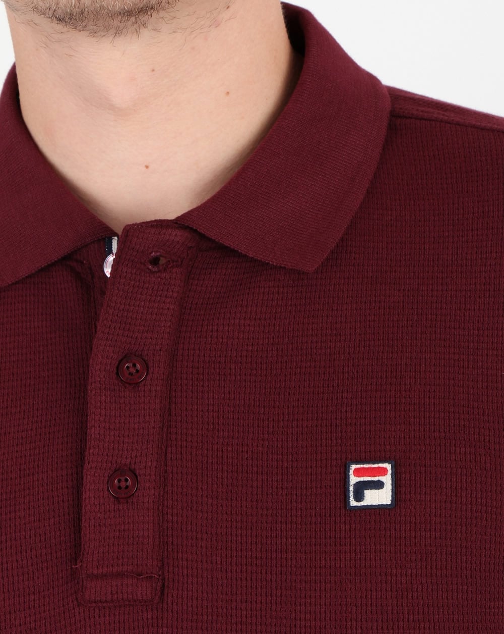 Fila Vintage Long Sleeve Polo Shirt Rum Raisin