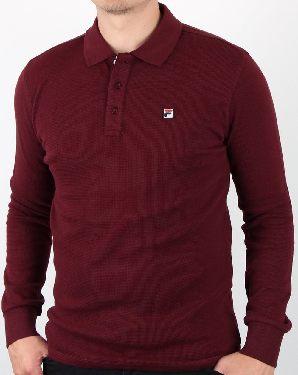 Fila Vintage Long Sleeve Polo Shirt Rum Raisin