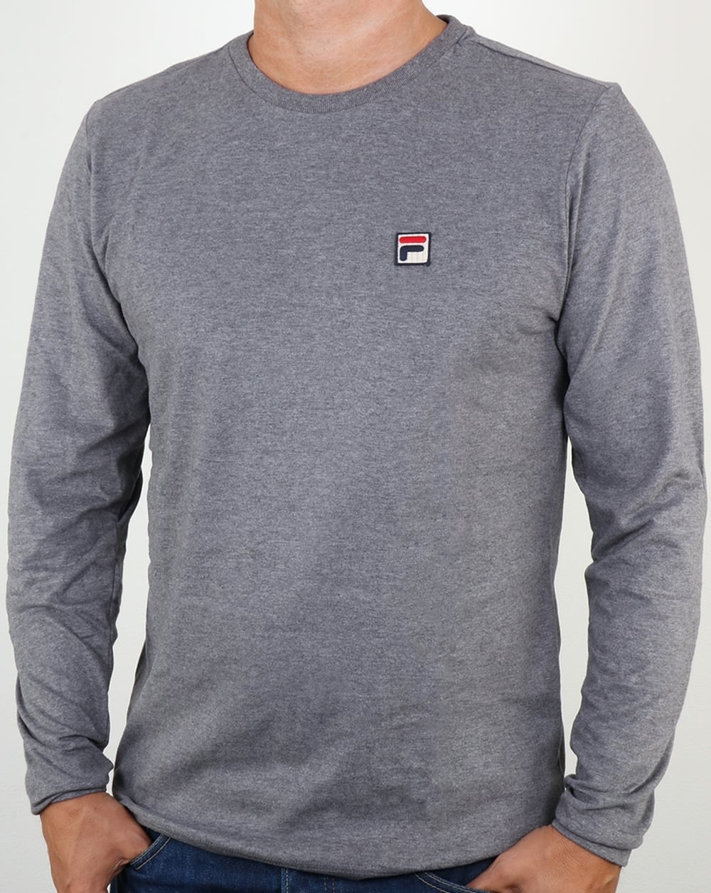 Fila Vintage Long Sleeve T Shirt Grey Marl