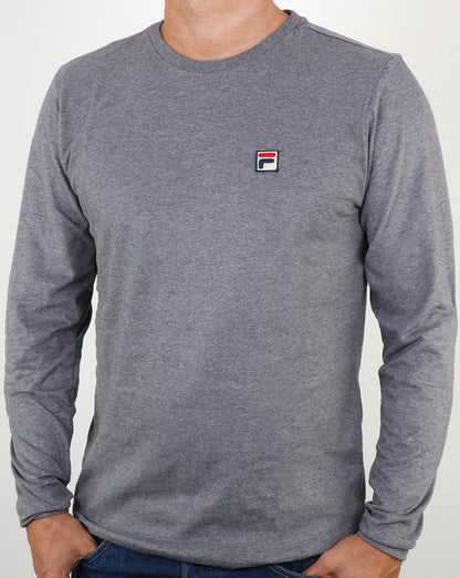 Fila Vintage Long Sleeve T Shirt Grey Marl
