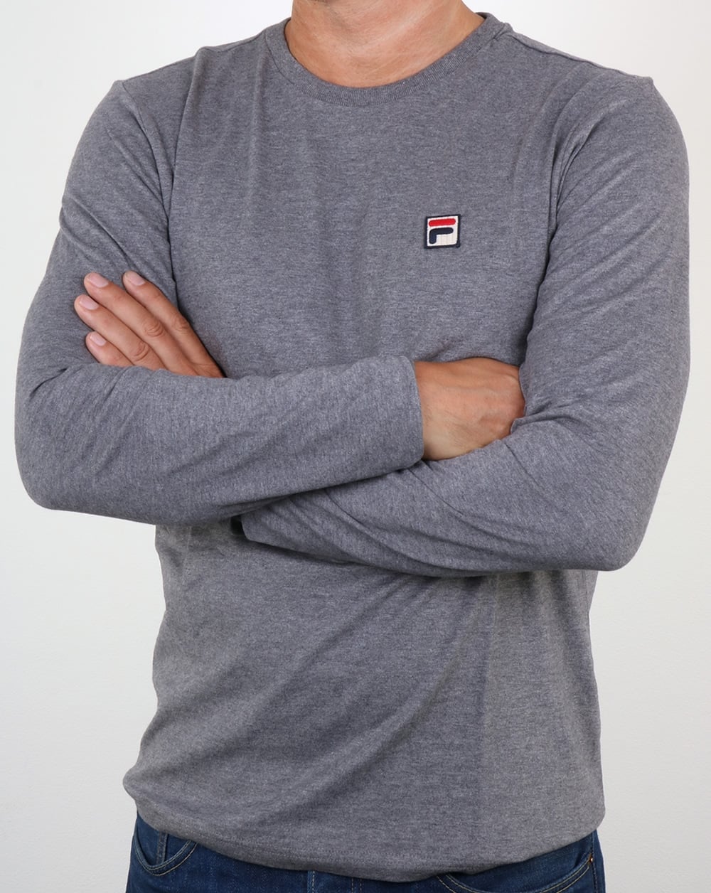 Fila Vintage Long Sleeve T Shirt Grey Marl