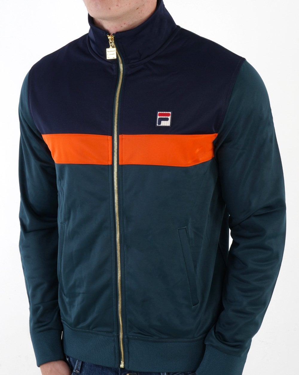 Fila Vintage Nash Track Top Dark Teal/Navy/Orange