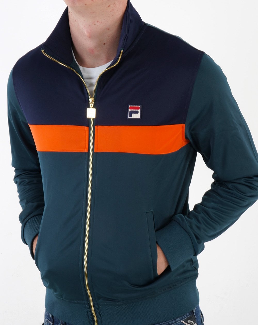 Fila Vintage Nash Track Top Dark Teal/Navy/Orange