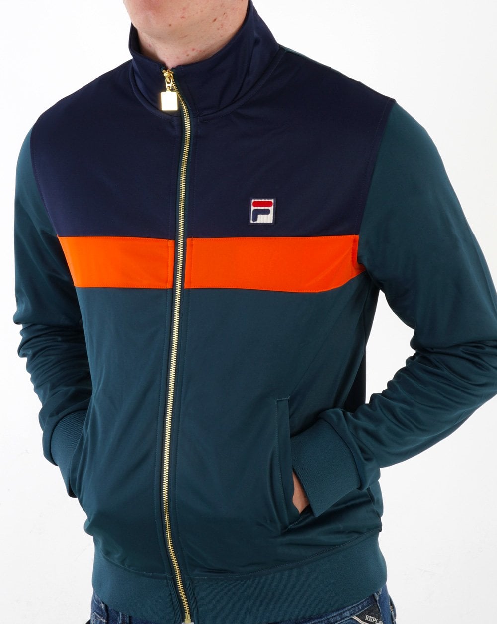 Fila Vintage Nash Track Top Dark Teal/Navy/Orange