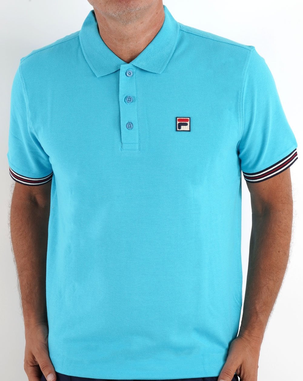Fila Vintage Omari Polo Shirt Aqua Blue