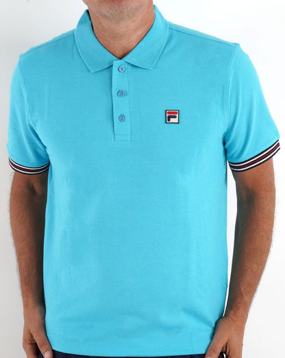Fila Vintage Omari Polo Shirt Aqua Blue