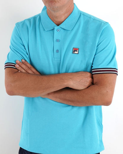 Fila Vintage Omari Polo Shirt Aqua Blue