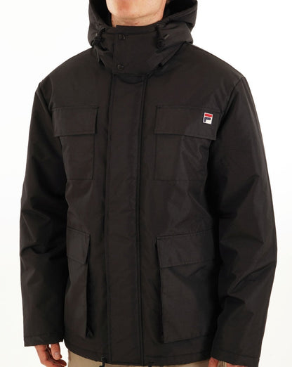 Fila Vintage Padded 4 Pocket Jacket Black