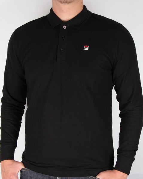Fila Vintage Padola Long Sleeve Polo Shirt Black
