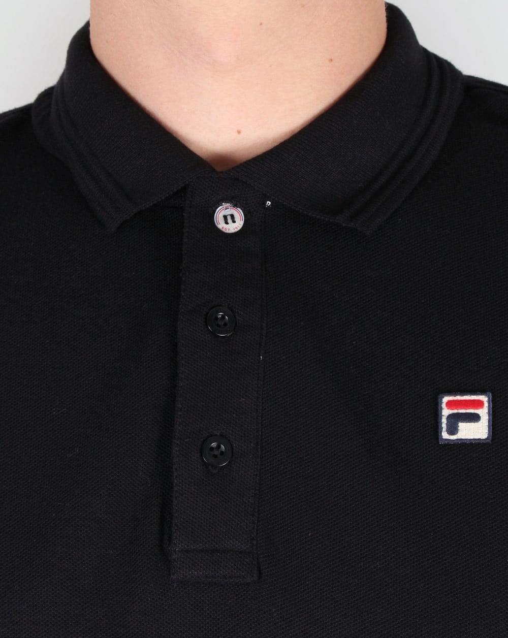 Fila Vintage Padola Long Sleeve Polo Shirt Black
