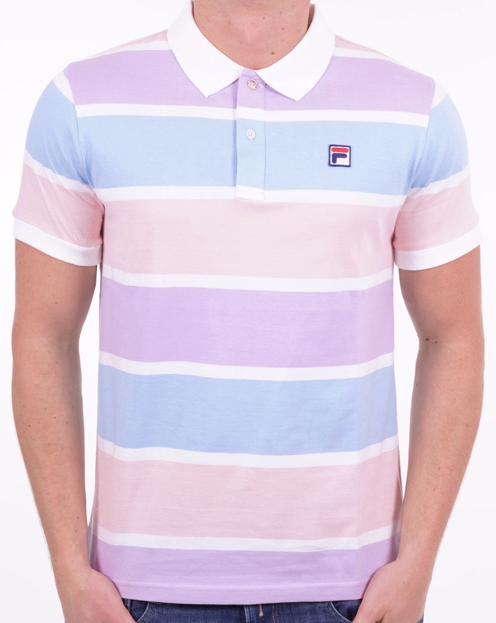 Fila Vintage Pastel Polo Shirt Pink Lilac Sky