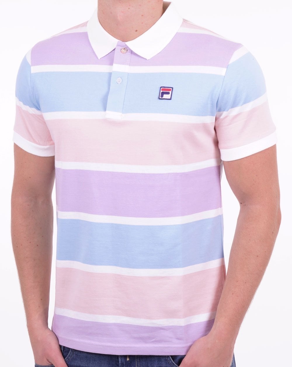 Fila Vintage Pastel Polo Shirt Pink Lilac Sky