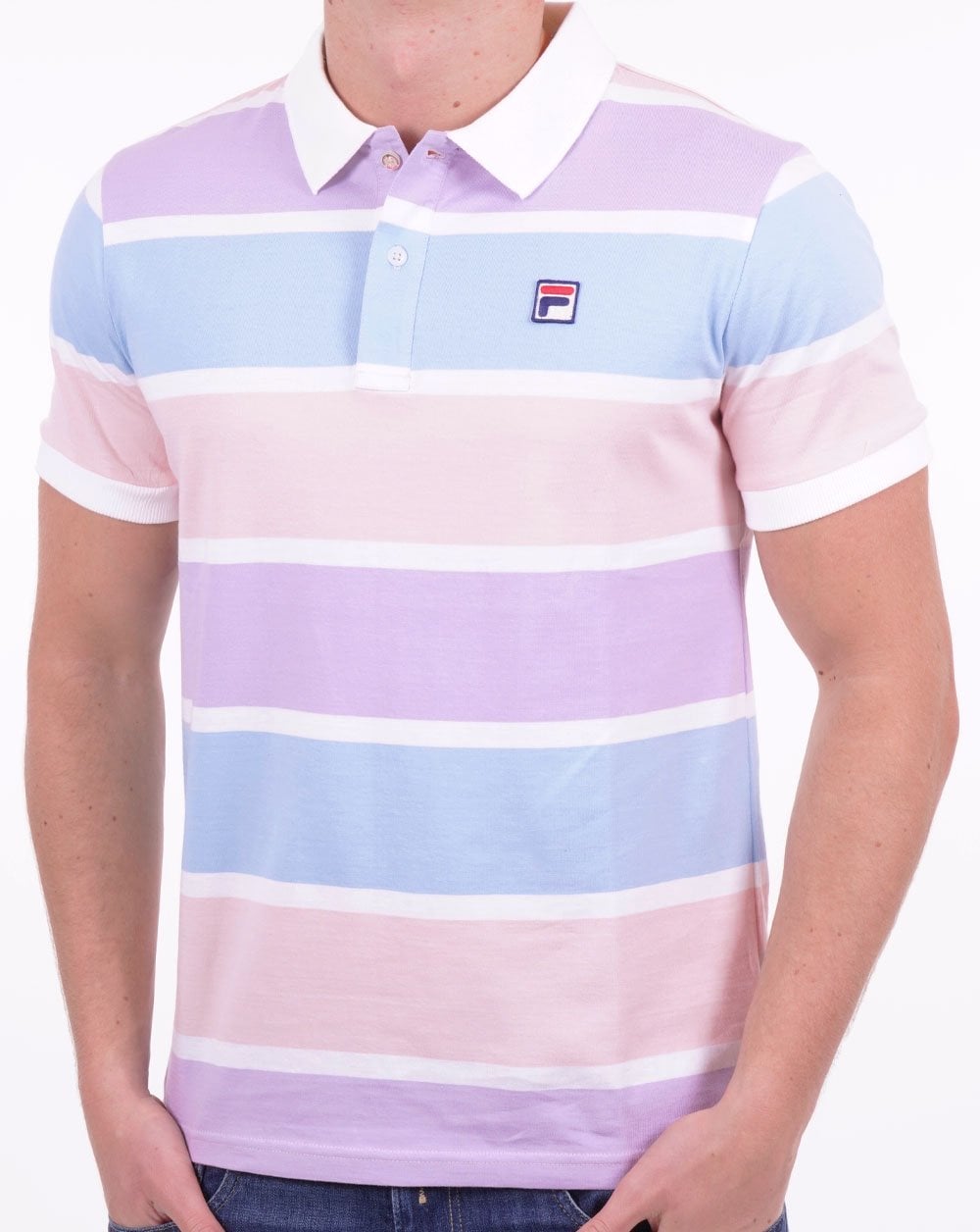 Fila Vintage Pastel Polo Shirt Pink Lilac Sky