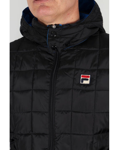 Fila Vintage Quilted Hooded Jacket Black