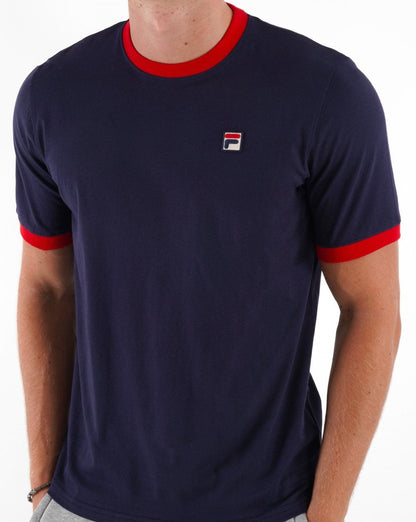 Fila Vintage Ringer T Shirt Navy/Red