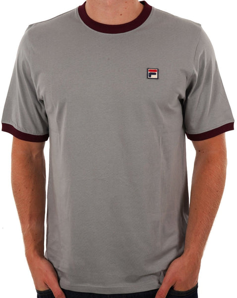 Fila Vintage Ringer T Shirt Sharkskin / Wine