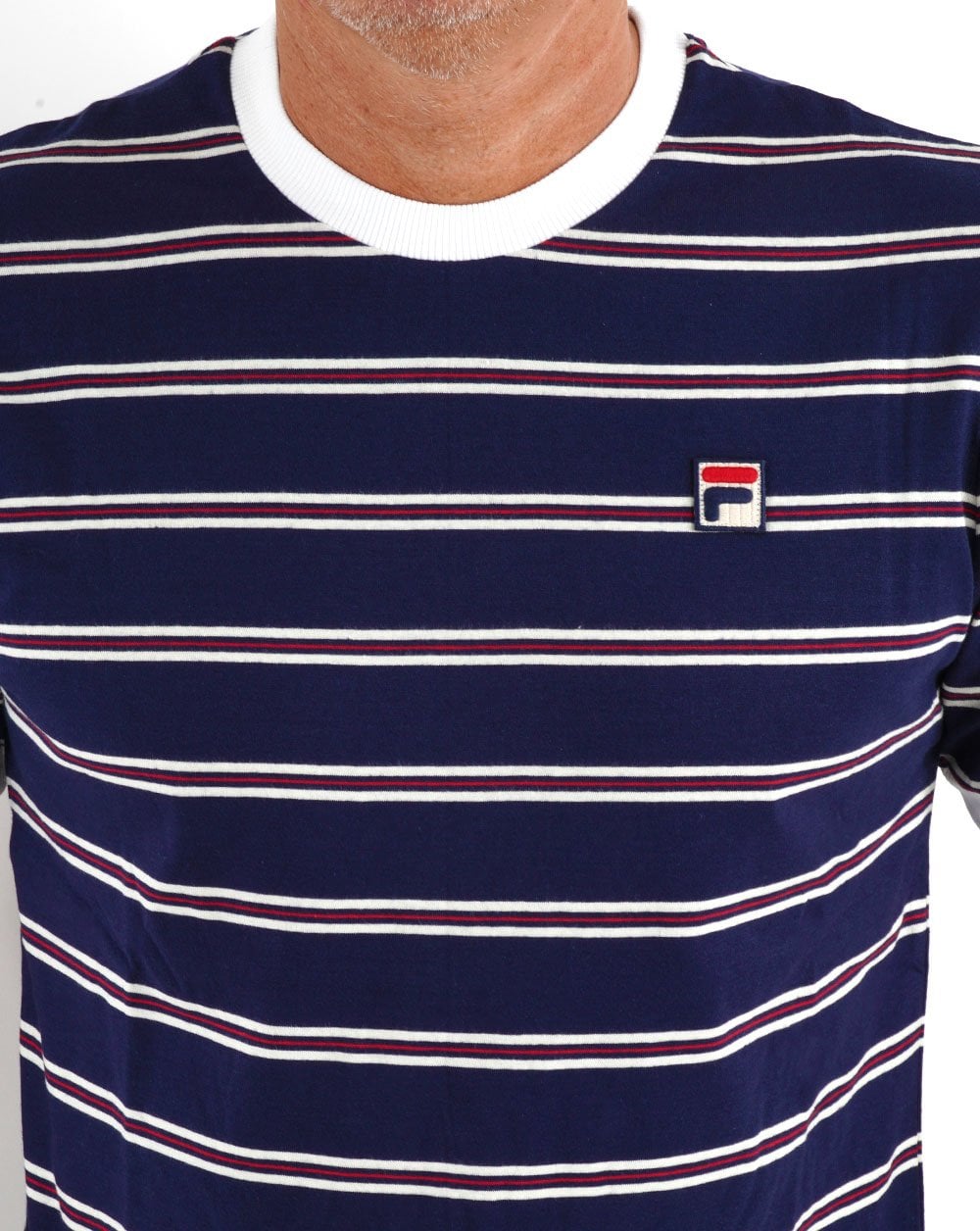 Fila Vintage Santiago Striped T Shirt Navy/Off White