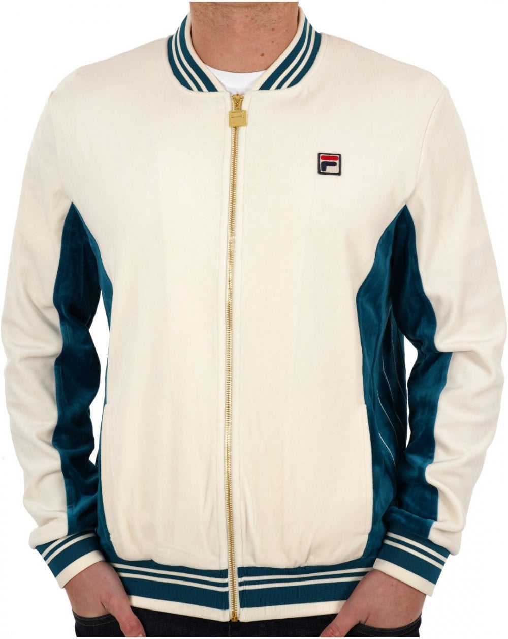Fila Vintage Settanta Velour Mk1 Track Top Gardenia Lagoon