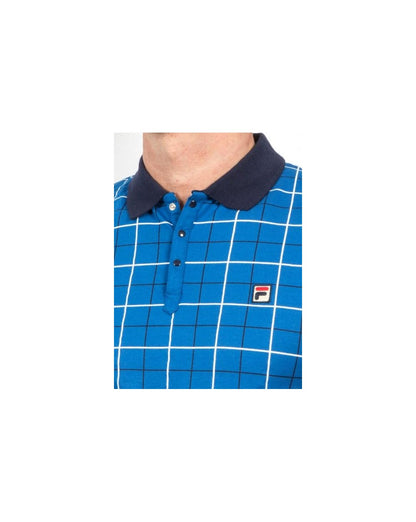 Fila Vintage Settimo Windowpane Polo Shirt French Blue