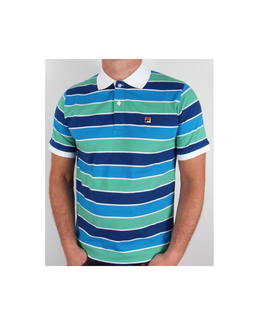 Fila Vintage Smuggler Striped Polo Italia Blue/Spring Green